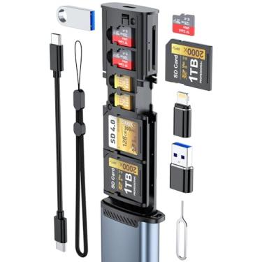 Imagem de MTAKYA Capa para cartão SD com leitor de cartão SD/TF de alta velocidade USB 3.1 tipo C, leitor de cartão SD para iPhone, Android, câmeras de trilha e drones, adaptador de leitor de cartão micro SD