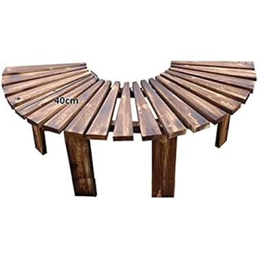 Imagem de Banco de árvore redondo de madeira maciça para jardim ao ar livre Banco em forma de leque, banco de árvore de jardim circular de madeira anticorrosiva ao redor de cadeiras de árvore, Ben de