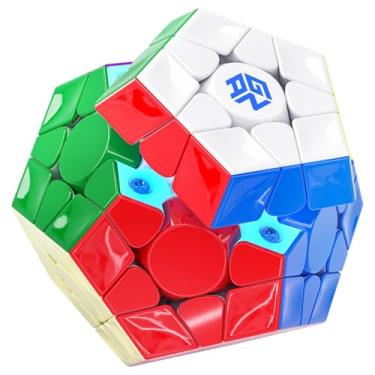Imagem de Bukefuno GAN Megaminx MagLev UV V2 Speed Magic Cube Puzzle 120 ímãs gan Megaminx Cubo de velocidade magnético pentagonal sem adesivo, revestimento UV, base cinza