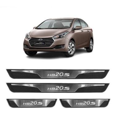 Imagem de Kit Soleira 4 Portas Aço Inox Led Azul Hyundai HB20s 2012 2013 2014 20