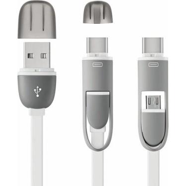 Imagem de Cabo USB Tipo C e Micro USB Branco 1,5m Type-C Multilaser WI351 para C