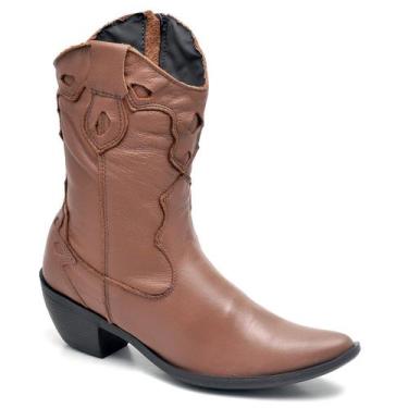 Imagem de Bota Feminina Country Cano Medio Bico Fino Caramelo - Top Franca Shoes