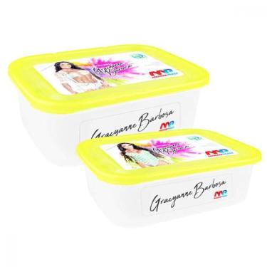 Imagem de Kit 2 Potes Marmitas Fitness Vasilhas de Plástico Porta Mantimentos Or