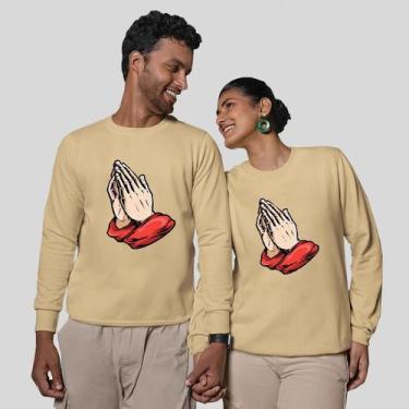 Imagem de Kit 2 Blusas Frio Moletom Careca Sem Capuz Casal Namorados Reze - MP M