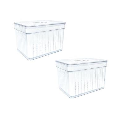 Imagem de Kit 2 Cesto Organizador Cozinha P/ Geladeira Armário Transparente Cons