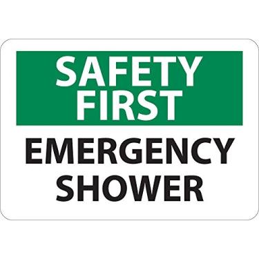 Imagem de National Marker SF43RB Placa "Safety First, Emergency Shower", plástico rígido, 25,4 cm x 35,5 cm