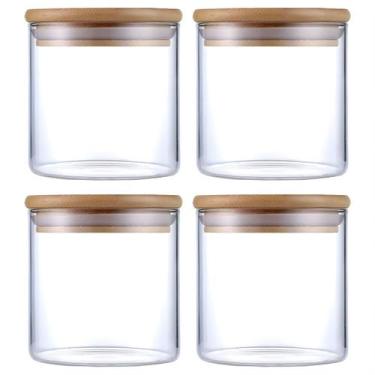 Imagem de Kit 4 Potes Herméticos Vidro Tampa Bambu 10 x 10 cm 650ml - Yaay