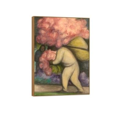 Imagem de MUHJDYC Diego Rivera famosa imagem em tela - impressões de arte de parede - porta-flores - quadro de madeira para sala de estar quarto decoração de casa 50 x 70 cm - 19 x 27 pol