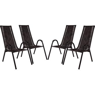 Imagem de Conjunto Com 4 Cadeiras Canadá Em Fibra Sintética Tabaco