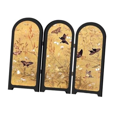 Imagem de XLWLLNJ Mini tela dobrável de mesa com pintura de pássaros e flores, presente oriental, 3 painéis divisores para lareira, prateleira, armário de entrada, Style C