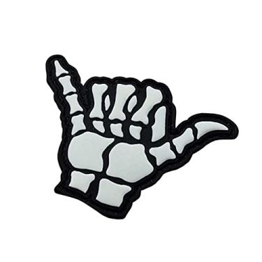 Imagem de LEGEEON Glow Dark Shaka Hang Loose Gesture Bone PVC GITD Patch