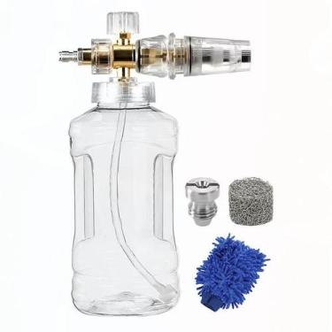 Imagem de Kit Canhão De Espuma Transparente 1L 360 graus Bico Ajustável Giratóri