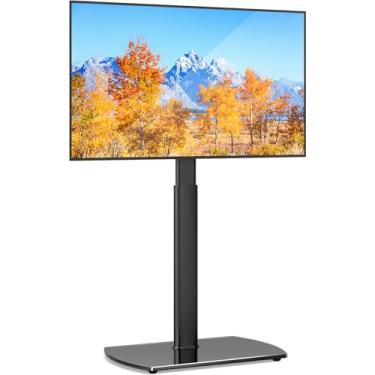 Imagem de YOMT Suporte de TV para TVs de 27 a 65 polegadas Suporte universal para TV com suporte giratório e ajuste de altura, suporte de TV para quarto e sala de estar, preto