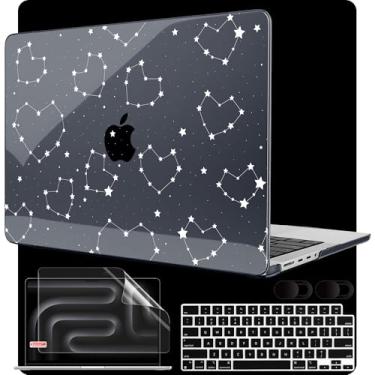 Imagem de MEEgoodo Capa para M4 MacBook Pro 16 polegadas 2024 2023 2021, serve para modelos A3403/A3186/A2991/A2780/A2485 M3 M2 M1 Pro/Max Chip, capas rígidas para laptop com teclado e câmera, constelações e