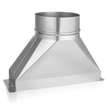 Imagem de Rocaris 3-1/10.2 cm x 25.4 cm x 5'' Transição de duto retangular para redondo galvanizado, 12,7 cm de diâmetro, kit de exaustão de micro-ondas transição redonda para conexão de acessórios de tubulação