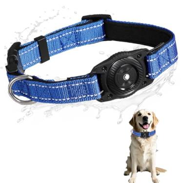 Imagem de SMART CC Coleira para cães Air Tag impermeável, Work for Apple Find My (não suporta suporte Andriod ajustável, coleira para cães com GPS para cães pequenos, médios e grandes (azul G)