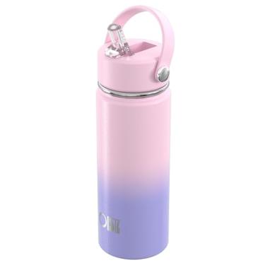 Imagem de OISIZ Garrafa de água infantil de 510 g com tampa de palha, garrafa de água isolada a vácuo, garrafas de aço inoxidável 316 para crianças para escola, copos de água à prova de vazamento, livre de BPA