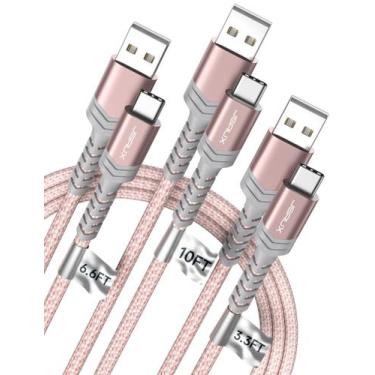 Imagem de Cabo USB C JSAUX 3.1A com carregamento rápido, pacote com 3 (3,3 pés+2