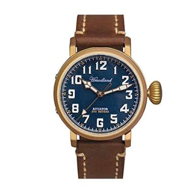 Imagem de Relógio masculino Hruodland Bronze Automático Gradient Pilot Relógio de pulso masculino com vidro safira 300 m à prova d'água mecânico Flieger para homens, Azul
