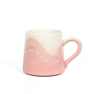 Imagem de hezhuhe2258 Caneca de café para decoração de casa Caneca artesanal de transformação de forno, conjunto de café rosa âmbar de 1 capacidade de 326 g para casais e meninas doarem