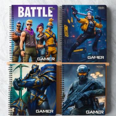 Imagem de Caderno 20 Matérias Gamer Espiral 320 Folhas Capa Dura  Estampas Sorti