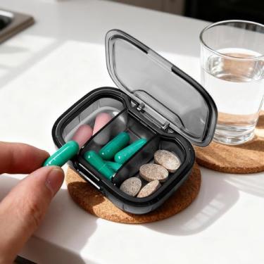 Imagem de Caixa organizadora de comprimidos com compartimentos, estojo transparente portátil de armazenamento de medicamentos para uso diário, escritório em casa