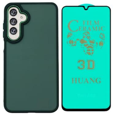 Imagem de Kit Capa Capinha Acabamento Fosco Anti Impacto para Galaxy A16 + Película 9D Cerâmica Flexível (Verde)