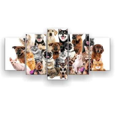 Imagem de Kit Placa Decorativa Mosaico 5 Pçs Cães E Gatos Pets - Excelência Vari