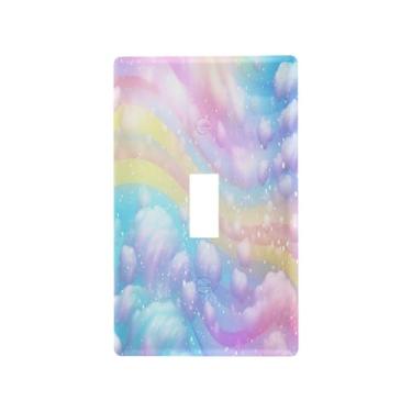 Imagem de Blueangle Capa para placa de parede para interruptor de luz - Capa decorativa para interruptor de luz de redemoinho de sorvete arco-íris placa de parede, tamanho 1 - gangue 4,53 x 2,76 polegadas (552)