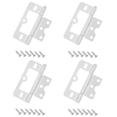 Imagem de PIYANYO Dobradiças de porta com venezianas brancas de 7,6 cm sem encaixe e dobradiças tipo espiga com parafusos, adequadas para portas de tela, portas de armário e portas com persianas, 4 peças