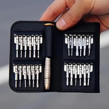 Imagem de Conjunto de 25 chaves de fenda 25 em 1 com cabeças Torx de segurança, metal e plástico, brocas de precisão para eletrônicos, reparo de óculos, preto