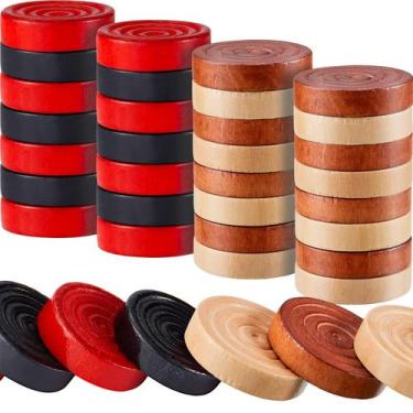 Imagem de Checkers Gejoy Wooden 48 peças de 2,7 cm com bolsa de armazenamento