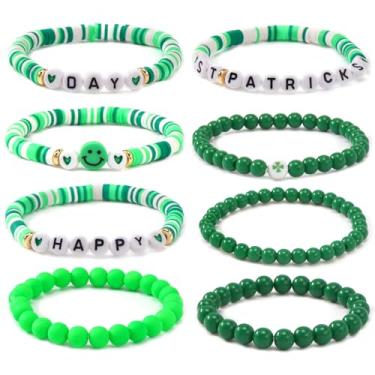 Imagem de SHINUS BOHO Pulseiras femininas com contas de surfista Heishi para o dia de Natal, empilhável, disco de vinil, argila, camadas elásticas, amizade, joias de inverno, presentes, 7.0, Sem Pedra Preciosa