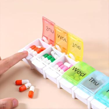 Imagem de Organizador semanal de comprimidos para viagem de medicamentos, 7 dias, caixa de comprimidos para 7 dias, estojo com mola aberta e compartimento grande para guardar vitaminas, óleo de fígado de