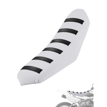 Imagem de Silutrcn Capa de assento universal listrada preta antiderrapante para bicicleta elétrica Dirt Pit Bike Ebike Motocross Motocross Enduro Off Road - Branca