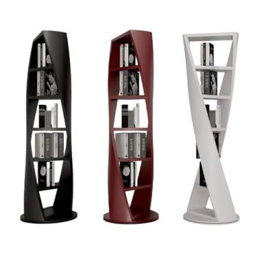 Imagem de Estante lacada para armário de arquivos, estante rotativa de madeira maciça, prateleiras circulares, suporte de exibição decorativo moderno simples em formato especial suporte de impressora escritório