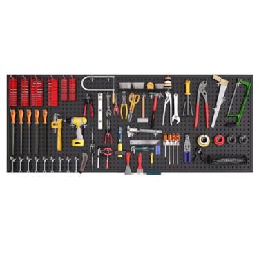 Imagem de Painéis de metal preto para armazenamento e organização de ferramentas, organizador de parede de 180 x 5 cm para casa, escritório, sala de artesanato, garagem e oficina - prateleiras de exibição