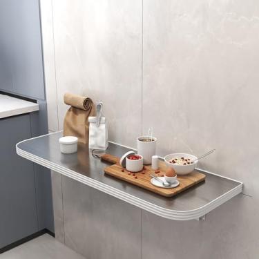 Imagem de Mesa de trabalho dobrável resistente de aço inoxidável, mesa dobrável flutuante, dobrável, bancada de trabalho montada na parede, economia de espaço, mesa de jantar para apartamento, estudo, cozinha