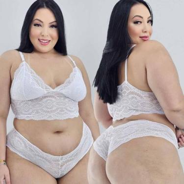 Imagem de Kit 3 Conjuntos Lingerie Plus Size Cropped e Caleçon Tamanho:52Cor:Bra