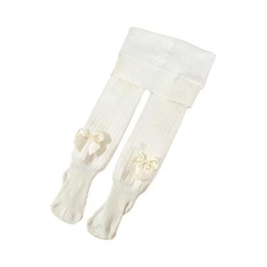 Imagem de Meias-calças De Cashmere Grossas Com Laço Para Meninas, Leggings Justa