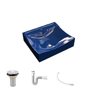 Imagem de Kit Cuba Q440 C/Válvula 1'' (2,6cm) + Sifão Pvc + Flexível Azul Escuro