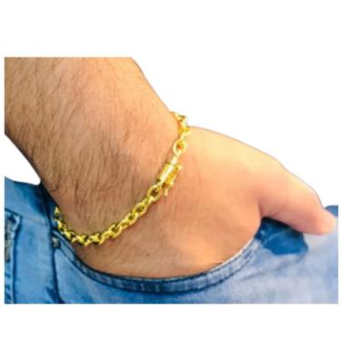 Imagem de Pulseira 6mm Cadeado de Moeda Antiga Estilosa