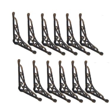 Imagem de Kit 12 Cantoneiras Ouro Pincelado Suporte Parede 25x30cm