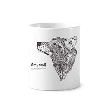 Imagem de Porta-canetas de escova de dentes Gray Wolf Friend Company Caneca branca de cerâmica 355 ml