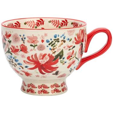 Imagem de PAYNAN Caneca de café de cerâmica com leite de 450 ml, copo de suco pintado à mão, copo de café da manhã resistente ao calor