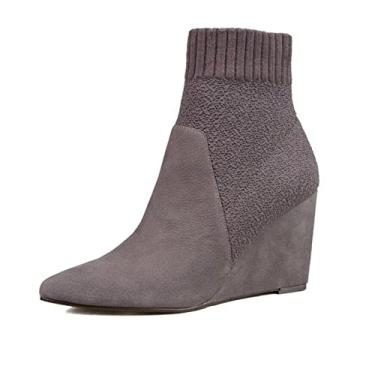 Imagem de Cecelia New York Renata Pointy Toe Sock Bootie Sable Brown Wedge Ankle Bootie (7.5, Sable)
