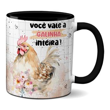 Imagem de Caneca Você Vale Galinha Inteira Tem Amizade Que Vale A Pena (Preta)