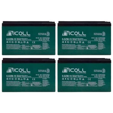 Imagem de  Bateria Para Bicicleta Elétrica Kit Com 4 Ciclo Profundo 12V 15Ah 6-Dzm-15 Nicoll