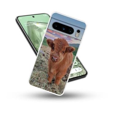 Imagem de Compatível com Google Pixel 8 Pro, linda vaca highland animal de fazenda flexível de silicone à prova de choque capa transparente para homens e mulheres meninas