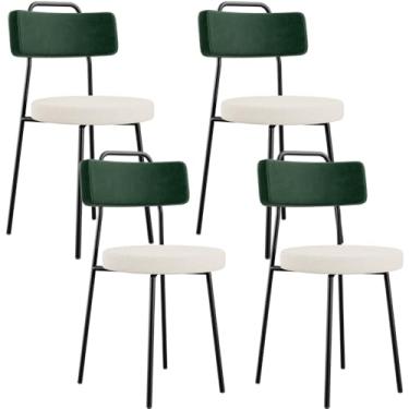 Imagem de Kit 04 Cadeiras Decorativa Estofada Sala De Jantar Barcelona L02 Facto Verde Musgo Linho Cru - Lyam